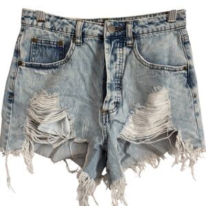 SIGNATURE8 Frayed High rise Denim Cut off Shorts Sz S